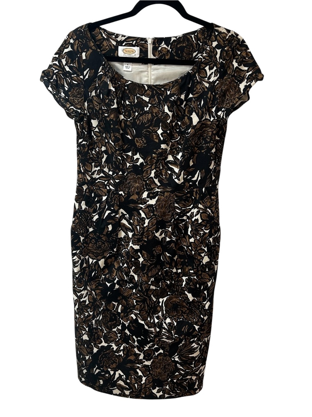 Talbots Black and Brown Floral Midi Dress
